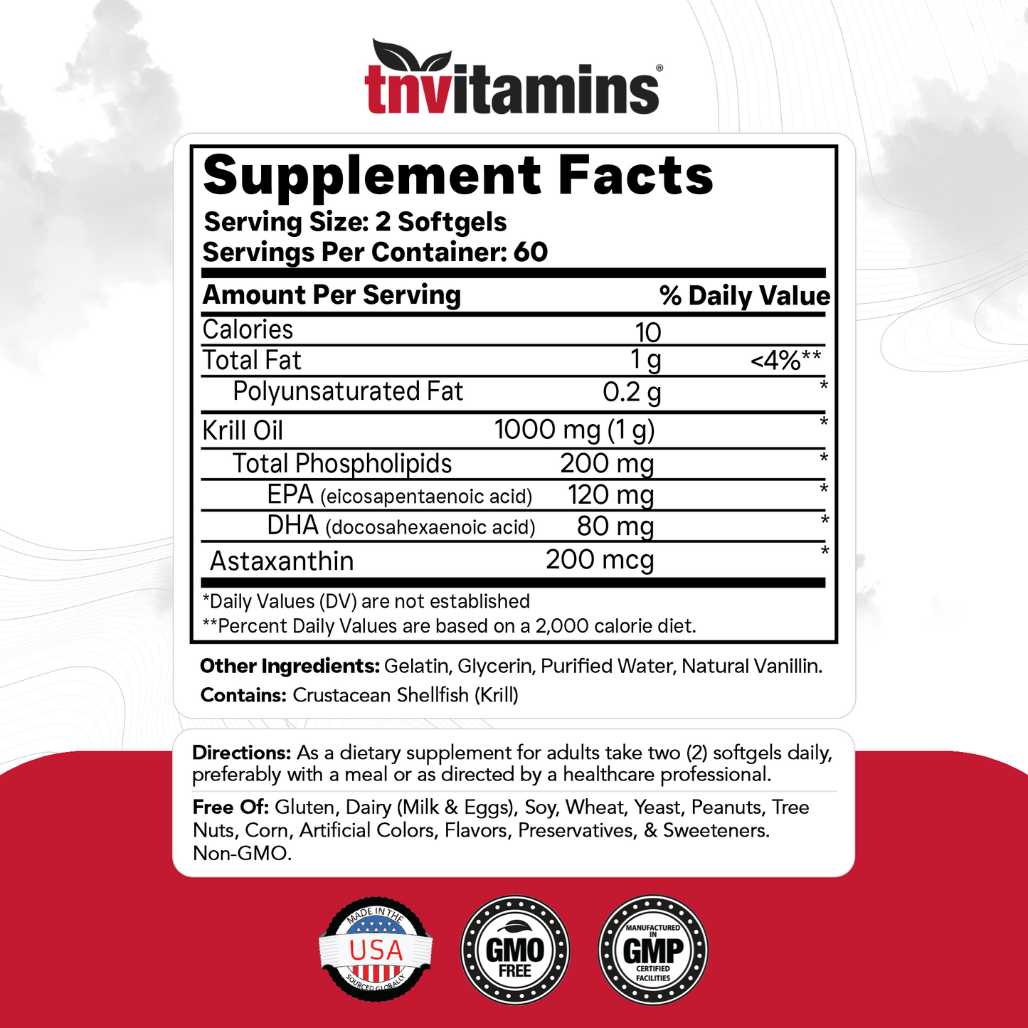 Antarctic Krill Oil 1000mg - 120 Softgels | Ultra Potent Omega-3: 120mg EPA, 80 mg DHA, 200 mcg Astaxanthin