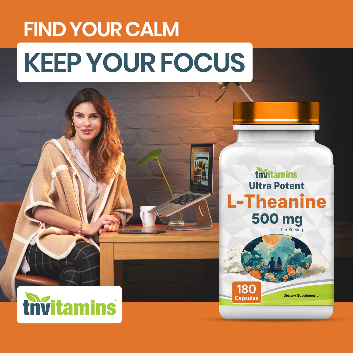 L-Theanine 500 mg Per Serving - 180 Capsules | Keep Calm, Cool, Collected, Alert, & Focused | L-Theanine Supplement May Support Mood, Brain, & Cognitive Function* | Non-GMO, Made in The USA!