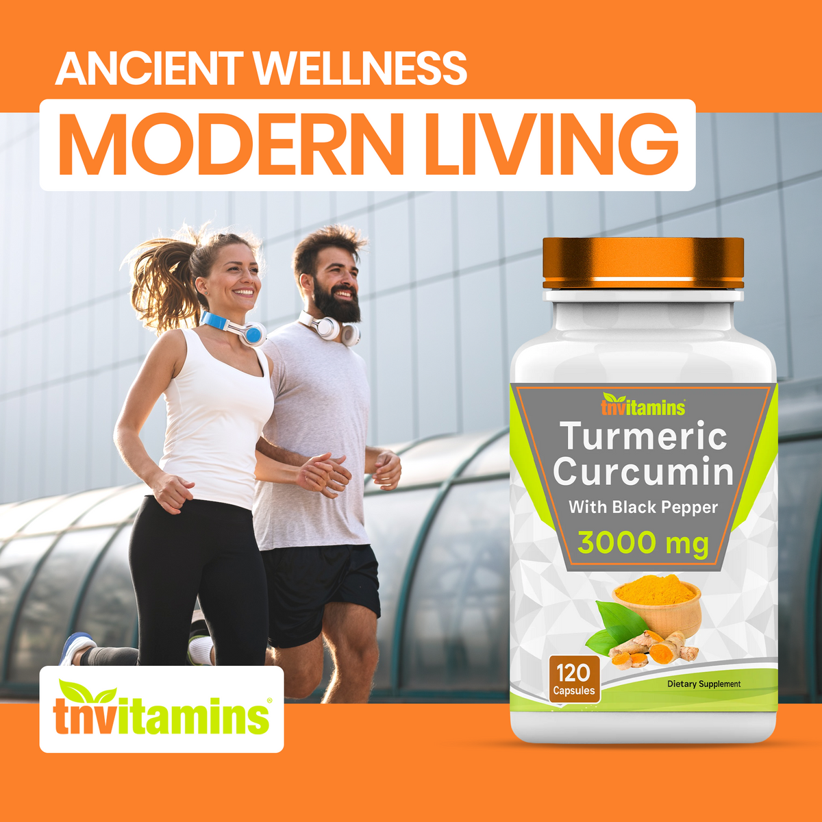 Turmeric Curcumin Capsules with Black Pepper | 3000 MG - 120 Capsules | Extra Strength Golden Turmeric Curcumin Supplement | Non-GMO | Produced in The USA | TNVitamins