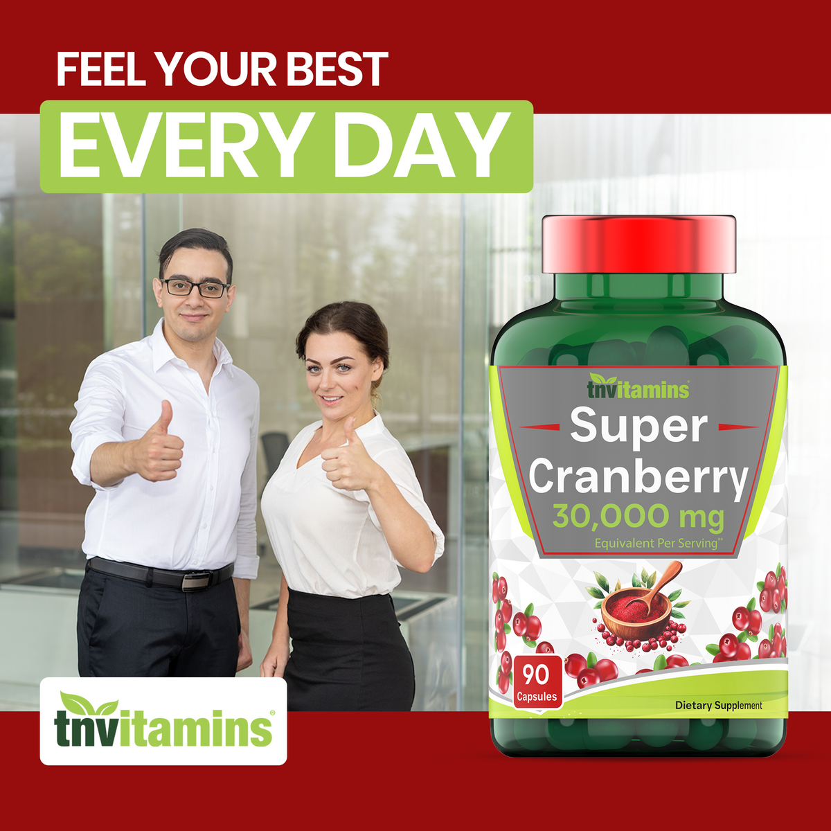 Super Cranberry Pills for Women & Men (30,000 MG  -  90 Capsules) | Supports Urinary Tract Health* | Cranberry Concentrate Supplement | Bladder & Kidney Support* | Supports Women's Health* | Antioxidants