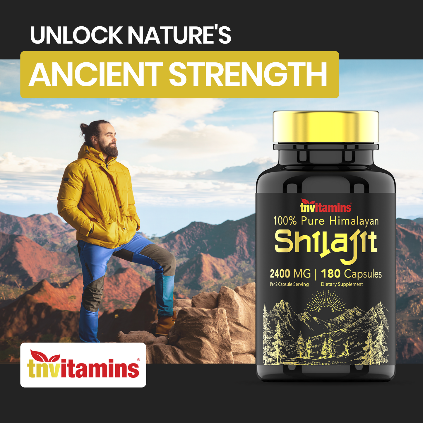 Shilajit Capsules 2400 MG - 180 Capsules | 100% Pure Himalayan Shilajit for Men & Women | Shilajit Resin Supplement | Three Month Supply! | Non-GMO, Gluten-Free