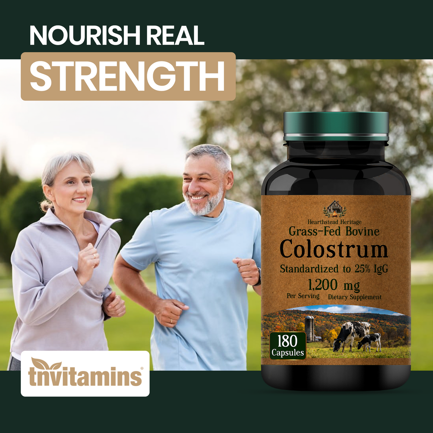 Colostrum Supplement 1,200 mg Per Serving, 180 Capsules | Standardized to 25% IgG (Immunoglobulin G) | Grass-Fed Bovine Colostrum Powder Caps | Immune Support Supplement | Non-GMO, Made in the USA!