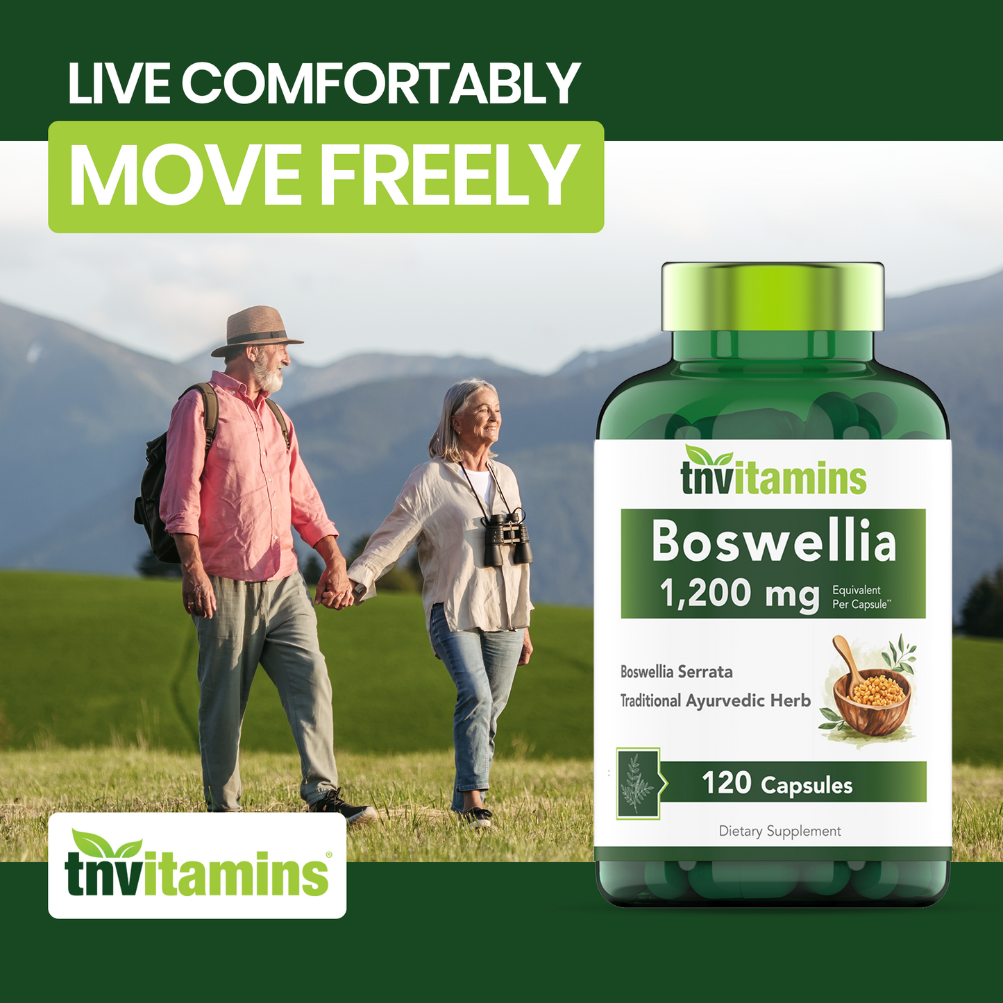 Boswellia Serrata Herbal Extract Capsules | 1200 MG/Capsule (120 Capsules) | Joint Support Supplement* | Promotes Mobility & Flexibility* | Ayurvedic Herb: Indian Olibanum/Frankincense | TNVitamins