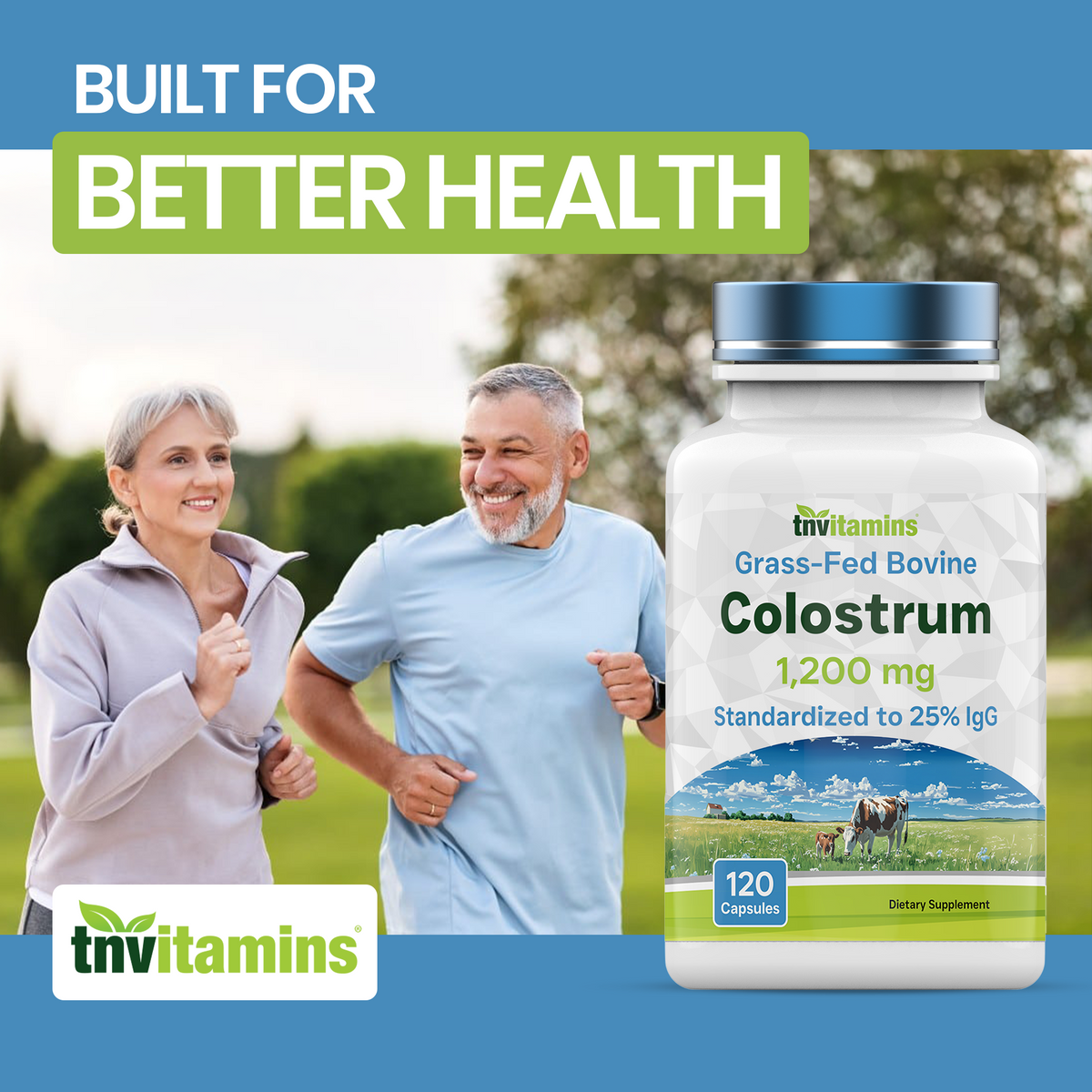 Colostrum Supplement 1,200 mg Per Serving, 120 Capsules | Standardized to 25% IgG (Immunoglobulin G) | Grass-Fed Bovine Colostrum Powder Caps | Immune Support Supplement | Non-GMO, Made in the USA!