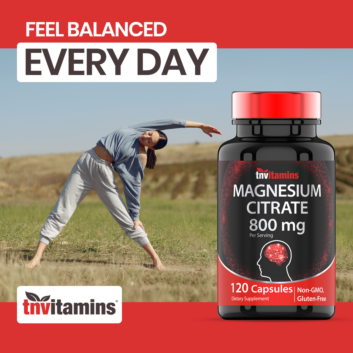 TNVitamins Magnesium Citrate 800 MG - 120 Capsules | Two Month Supply! | Pure Magnesium Citrate Powder Capsules | Citrato De Magnesio | Non-GMO | Produced in The USA!