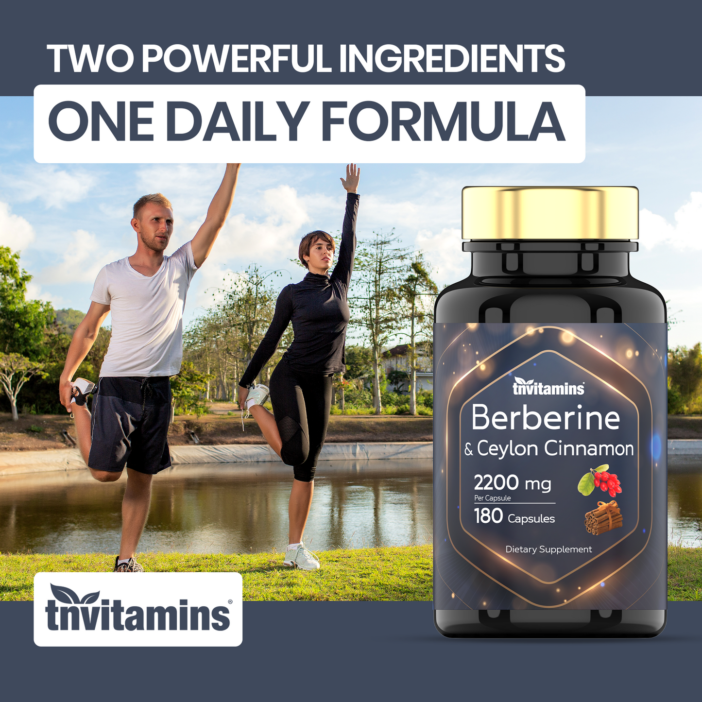 tnvitamins Berberine with Ceylon Cinnamon: 2200 mg Per Capsule - 180 Capsules | 6 Month Supply
