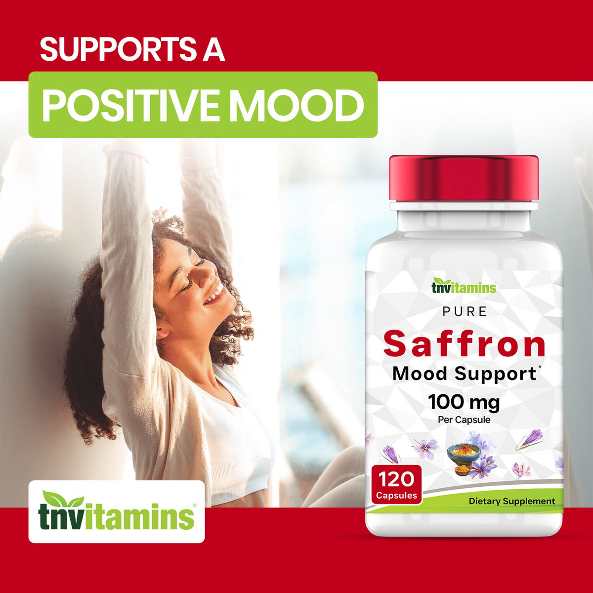 Saffron Capsules 100 mg, 120 Capsules | High Potency Saffron Supplement from Real Saffron Threads | Mood & Emotional Support* | Natural Appetite Support*, Made in USA