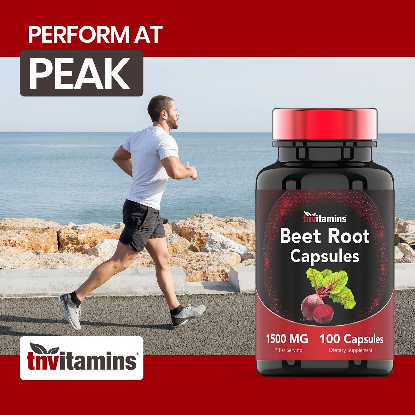 Beet Root Capsules | 1500 Mg - 100 Capsules | Beet Root Powder Extract Capsules | Supports Cardiovascular & Heart Health* | Non-GMO & Gluten-Free | Produced in the USA | TNVitamins