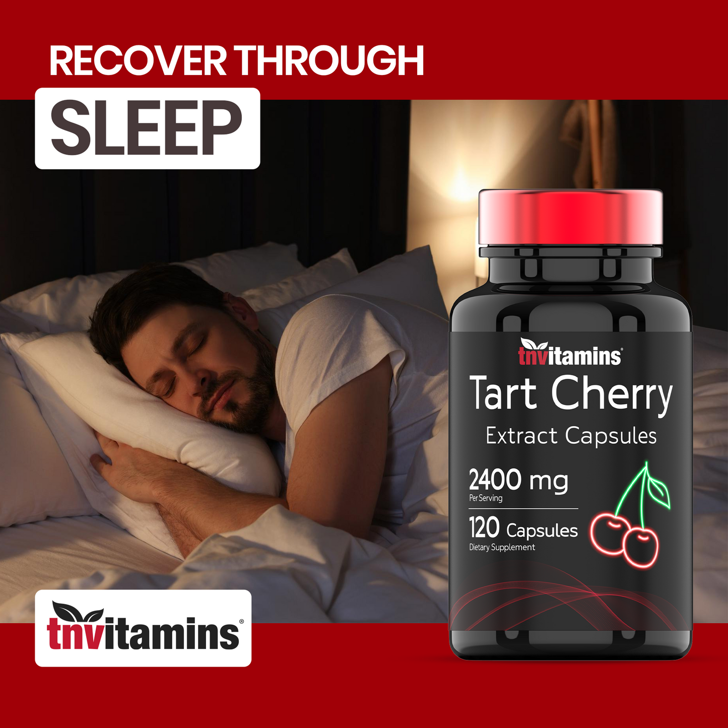 Tart Cherry Extract Capsules (2400 MG - 120 Count) | from Montmorency Tart Cherries | Provides Antioxidants, Anthocyanins, & Phytonutrients | Non-GMO