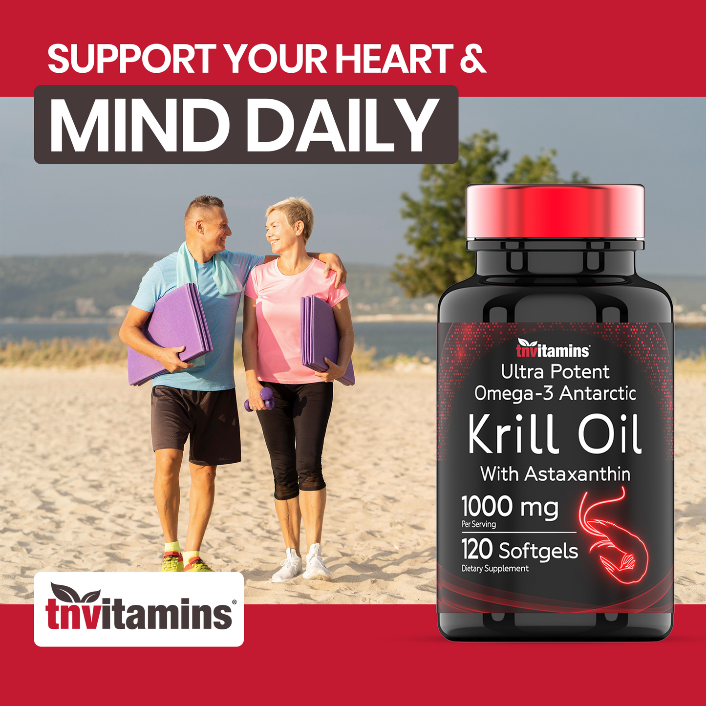 Antarctic Krill Oil 1000mg - 120 Softgels | Ultra Potent Omega-3: 120mg EPA, 80 mg DHA, 200 mcg Astaxanthin