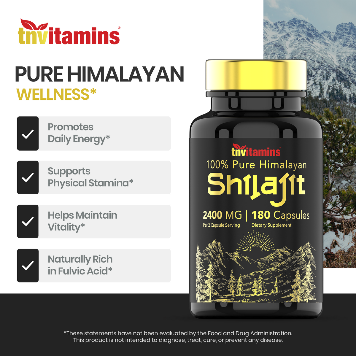 Shilajit Capsules 2400 MG - 180 Capsules | 100% Pure Himalayan Shilajit for Men & Women | Shilajit Resin Supplement | Three Month Supply! | Non-GMO, Gluten-Free