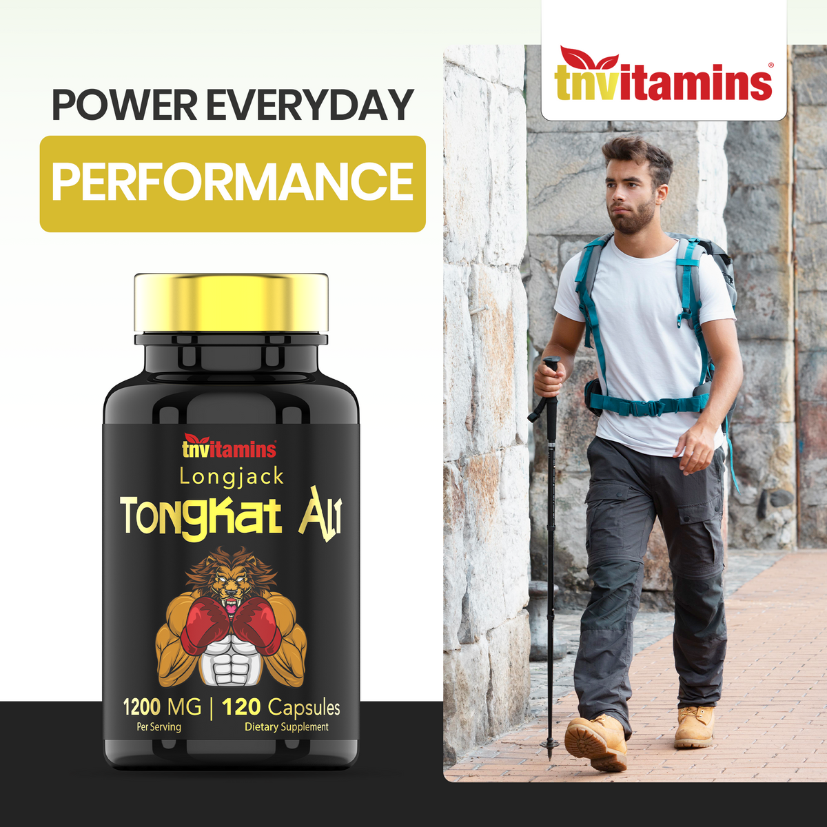 Tongkat Ali For Men: 1200 mg  -  120 Capsules | Also Known As Longjack Root | 100% All-Natural & Ultra Potent Tongkat Ali Supplement | Energy, Power, Strength, Athletic Performance, & Sports Nutrition