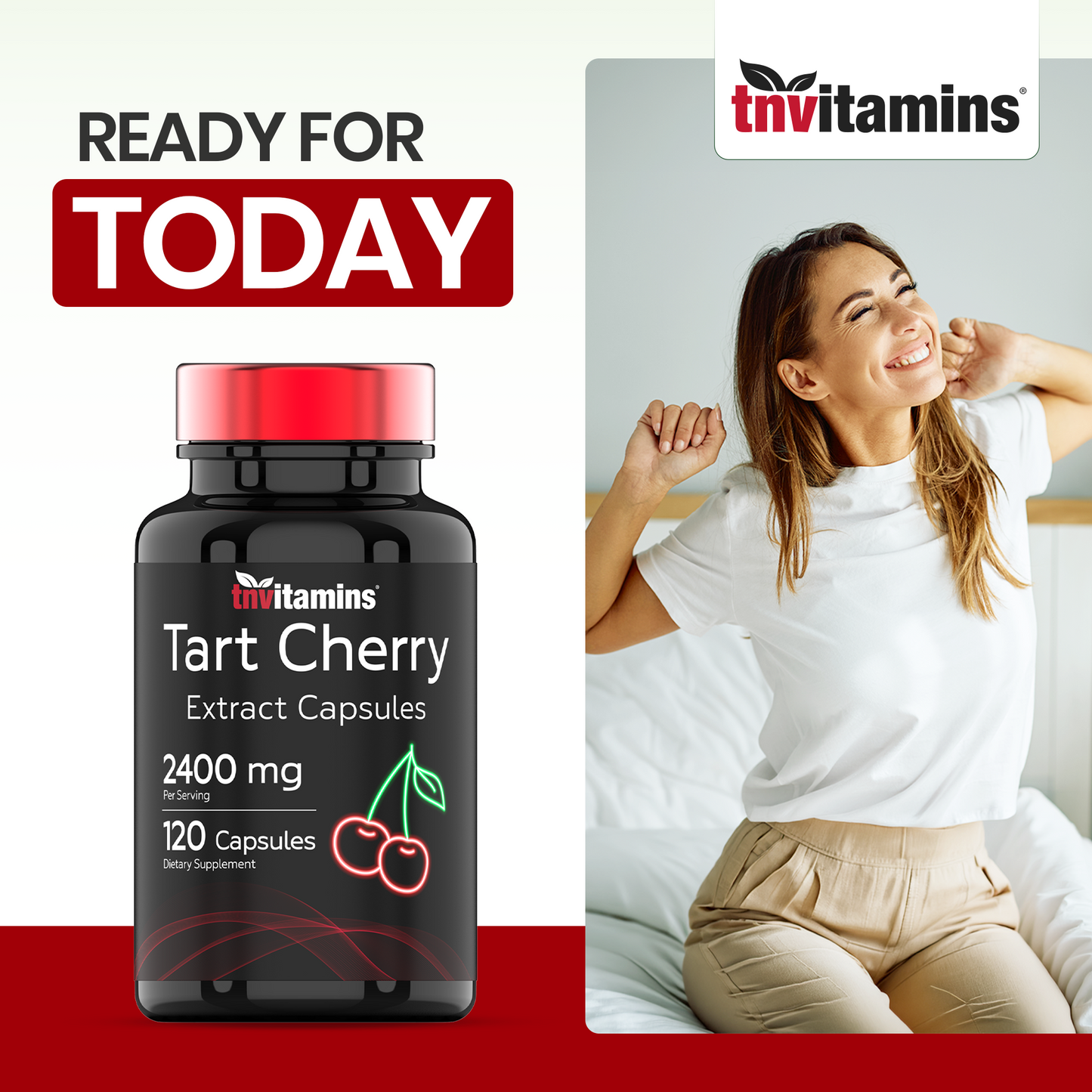 Tart Cherry Extract Capsules (2400 MG - 120 Count) | from Montmorency Tart Cherries | Provides Antioxidants, Anthocyanins, & Phytonutrients | Non-GMO