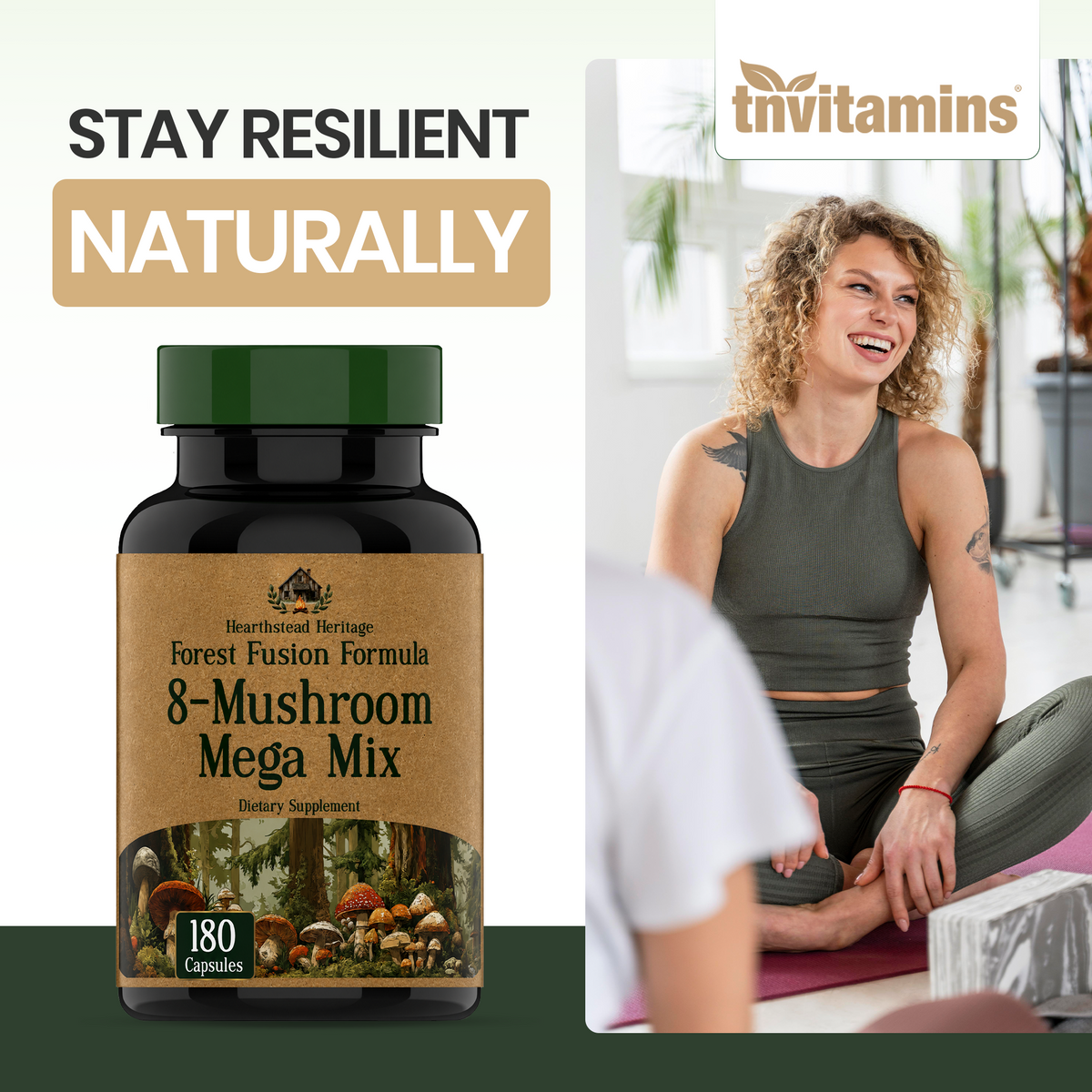 8 Mushroom Complex - 180 Capsules - Lion’s Mane, Reishi, Chaga, Cordyceps & Turkey Tail - Natural Immune, Focus & Energy* Support Supplement for Men & Women