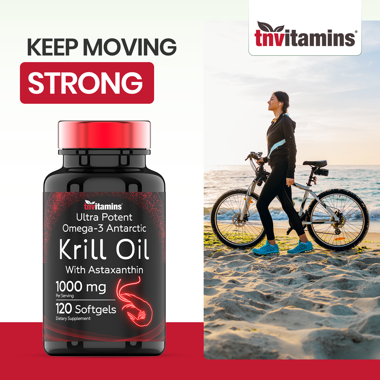 Antarctic Krill Oil 1000mg - 120 Softgels | Ultra Potent Omega-3: 120mg EPA, 80 mg DHA, 200 mcg Astaxanthin