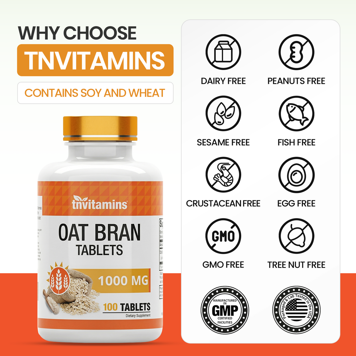 Oat Bran Tablets | 100 Tablets  -  1,000 MG per Tablet | Oat Fiber Tablets | Soluble & Dietary Fiber Supplement | Supports Digestive Health * | High Potency Formula