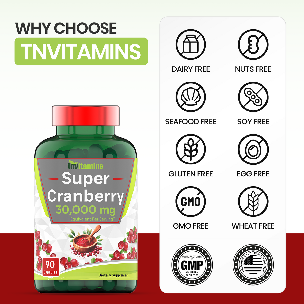 Super Cranberry Pills for Women & Men (30,000 MG  -  90 Capsules) | Supports Urinary Tract Health* | Cranberry Concentrate Supplement | Bladder & Kidney Support* | Supports Women's Health* | Antioxidants