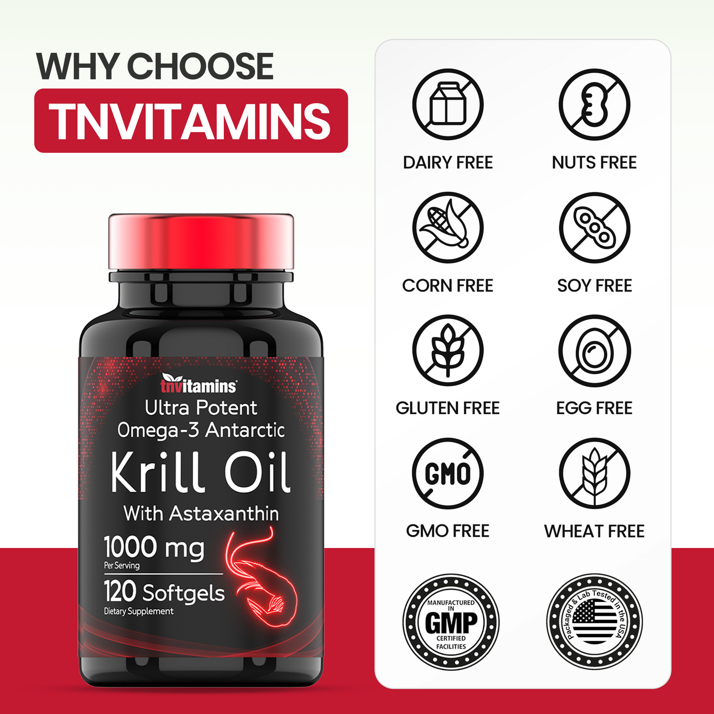 Antarctic Krill Oil 1000mg - 120 Softgels | Ultra Potent Omega-3: 120mg EPA, 80 mg DHA, 200 mcg Astaxanthin