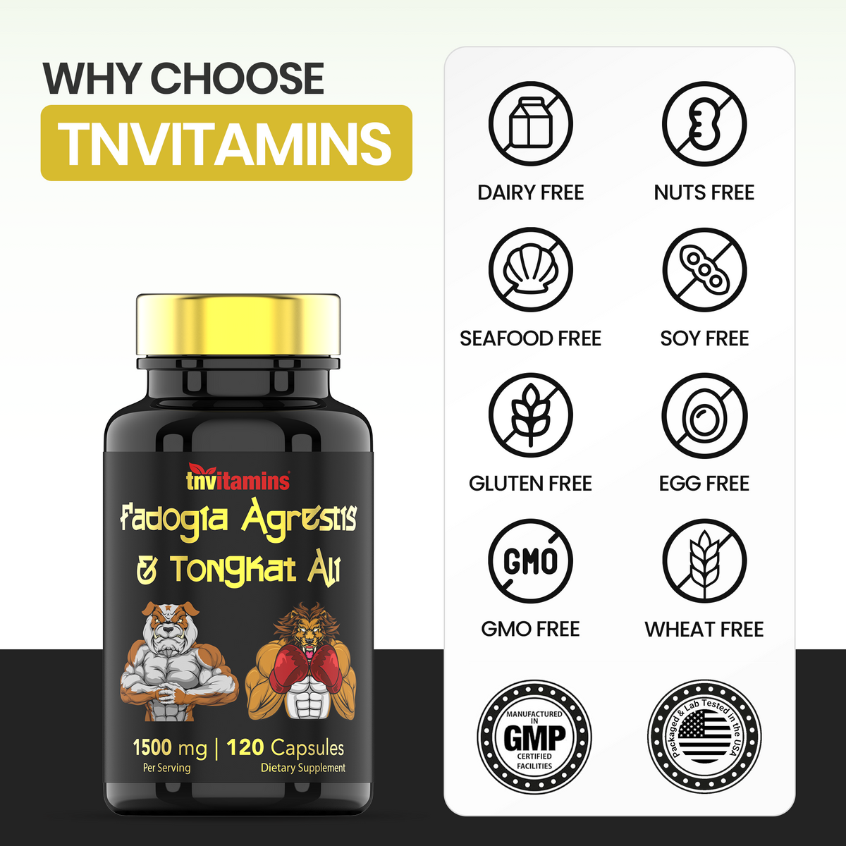 Fadogia Agrestis & Tongkat Ali Supplement: 1500mg - 120 Capsules | 750mg Each of Tongkat Ali (Longjack) & Fadogia | Ultra-Potent Formula For Men For Sports Nutrition, Athletic Performance, & Muscles*