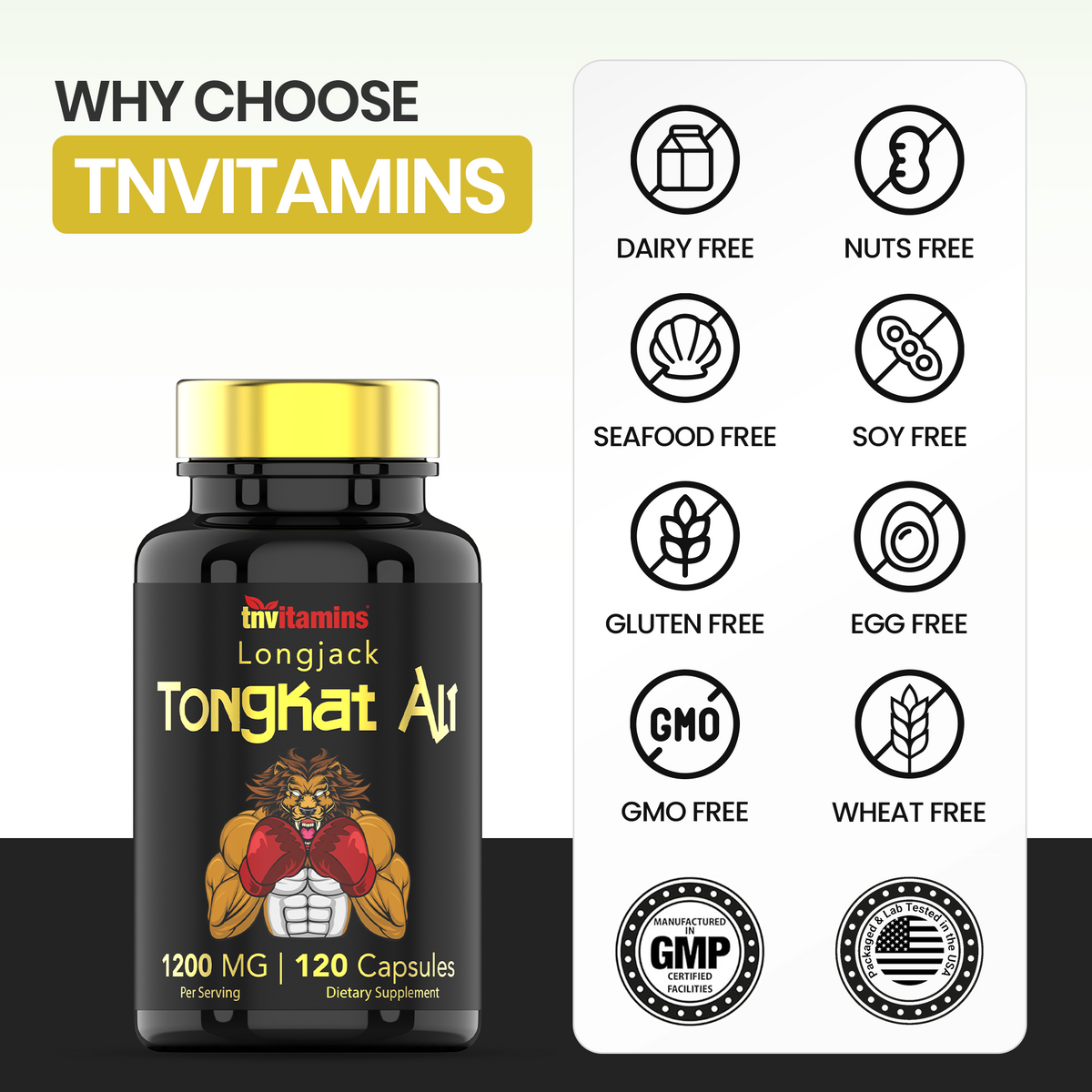 Tongkat Ali For Men: 1200 mg  -  120 Capsules | Also Known As Longjack Root | 100% All-Natural & Ultra Potent Tongkat Ali Supplement | Energy, Power, Strength, Athletic Performance, & Sports Nutrition