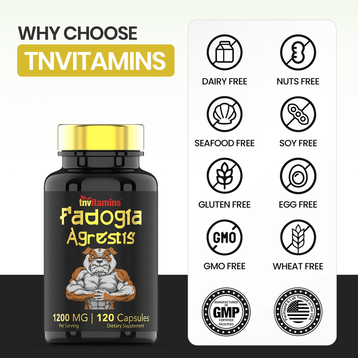 Fadogia Agrestis: 1200mg - 120 Capsules | Ultra-Potent Fadogia Agrestis Extract Supplement for Men | Energy, Power, Strength, Athletic Performance, & Sports Nutrition | Non-GMO | Made in the USA!