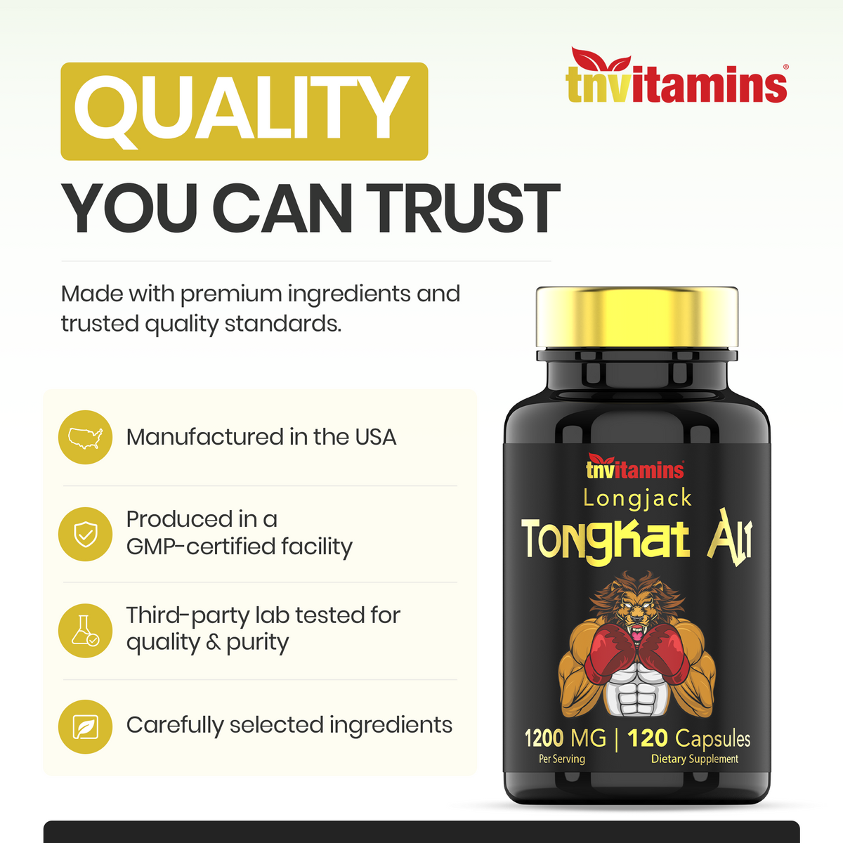 Tongkat Ali For Men: 1200 mg  -  120 Capsules | Also Known As Longjack Root | 100% All-Natural & Ultra Potent Tongkat Ali Supplement | Energy, Power, Strength, Athletic Performance, & Sports Nutrition