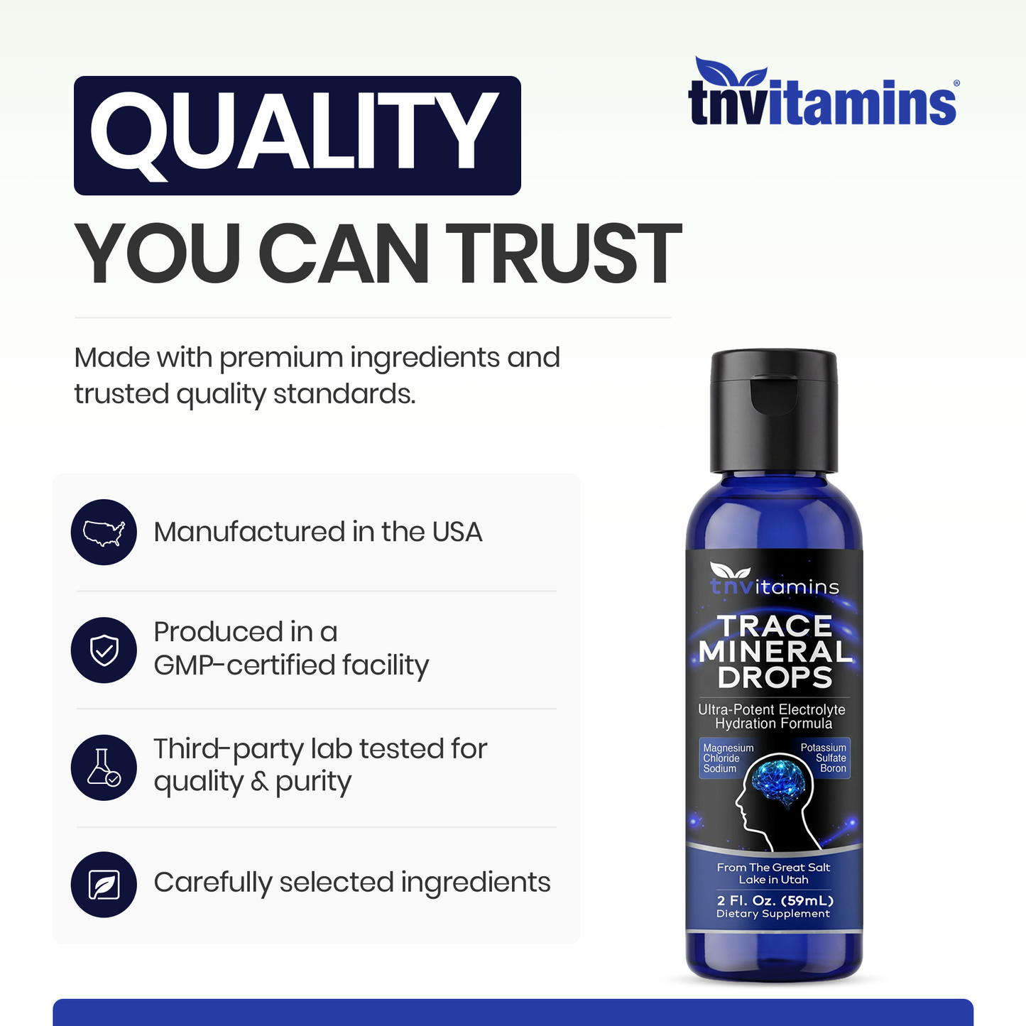 TNVitamins Trace Mineral Drops: Ultra Potent Electrolyte Hydration Formula | 2 Fl. Oz - 1 Month Supply | From the Great Salt Lake in Utah