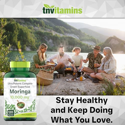 Moringa Capsules 10,000mg - 120 Capsules | Pure Moringa Oleifera Leaf Powder Supplement | Ultra Potent Green Superfood Powder Capsules | Super Greens Powder Pills | Non-GMO, Made in the USA!