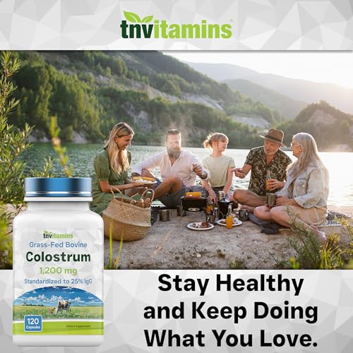 Colostrum Supplement 1,200 mg Per Serving, 120 Capsules | Standardized to 25% IgG (Immunoglobulin G) | Grass-Fed Bovine Colostrum Powder Caps | Immune Support Supplement | Non-GMO, Made in the USA!