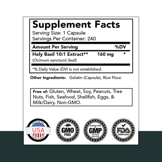 Tulsi Holy Basil Capsules (1600 MG  -  240 Capsules) | May Promote Stress & Frustration Relief* | Tulsi Holy Basil Leaf Powder Extract | Adaptogenic, & Ayurvedic Herb | TNVitamins
