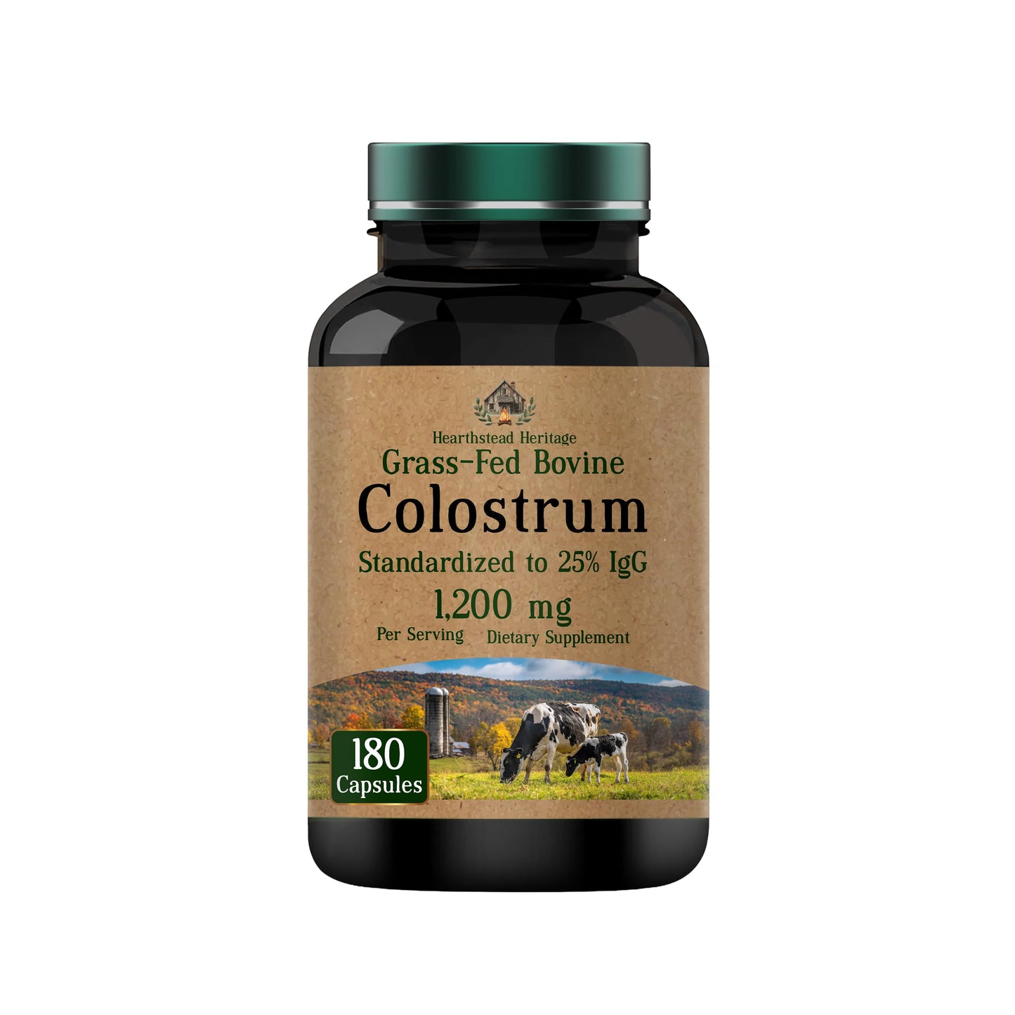 Colostrum Supplement 1,200 mg Per Serving, 180 Capsules | Standardized to 25% IgG (Immunoglobulin G) | Grass-Fed Bovine Colostrum Powder Caps | Immune Support Supplement | Non-GMO, Made in the USA!