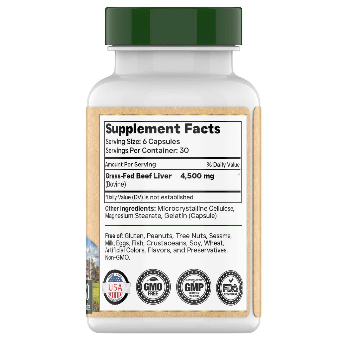 tnvitamins Grass Fed Beef Liver Capsules 4,500 mg per Serving – 180 Capsules | Desiccated, Freeze-Dried, Pasture-Raised Beef Liver Supplement | Natural Energy, Vitality & Immune Support | Made in USA