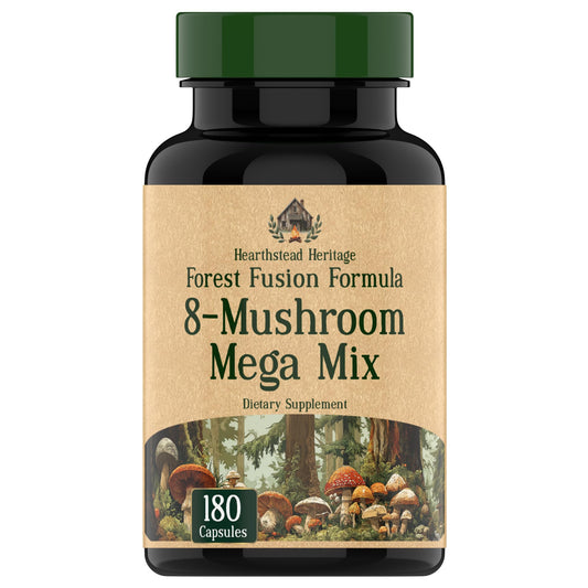 8 Mushroom Complex - 180 Capsules - Lion’s Mane, Reishi, Chaga, Cordyceps & Turkey Tail - Natural Immune, Focus & Energy* Support Supplement for Men & Women
