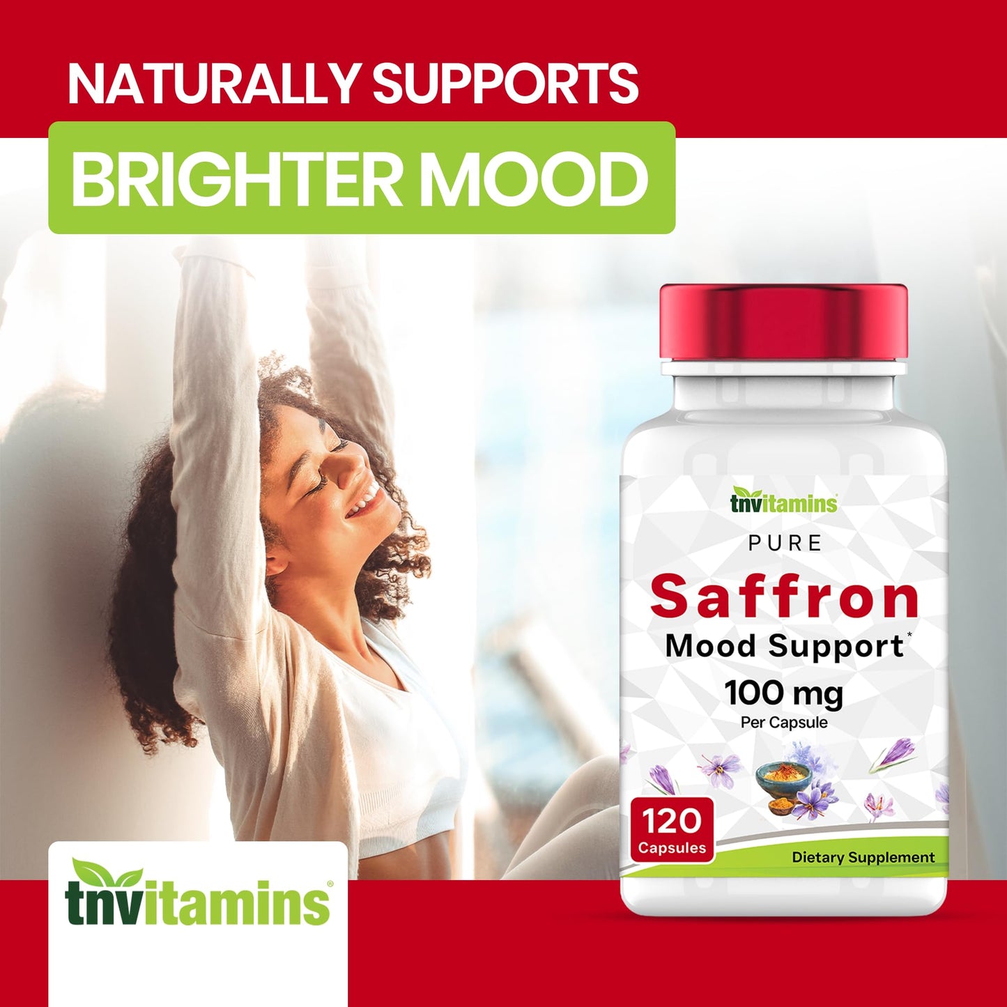 Saffron Capsules 100 mg, 120 Capsules | High Potency Saffron Supplement from Real Saffron Threads | Mood & Emotional Support* | Natural Appetite Support*, Made in USA