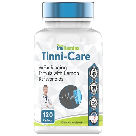 tnvitamins  **New Larger Size and New Label** Tinni-Care Lemon Bioflavaniod Supplement an Ear Ringing Relief Formula That May Help with Ringing Over Time | 120 Caplets - Vitamins C, B1, B2, B6 & B12