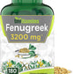 tnvitamins Fenugreek Capsules: 3200 mg - 180 Capsules | Fenugreek Supplement for Men & Women | Fenugreek Seed Powder Extract | Non-GMO | Made in The USA!