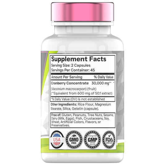 Cranberry Pills for Women: 30,000 mg - 90 Capsules | Urinary Tract Health & Support* | Cranberry Concentrate Extract Vitamin Supplement for Women | Non-GMO | Made in The USA!