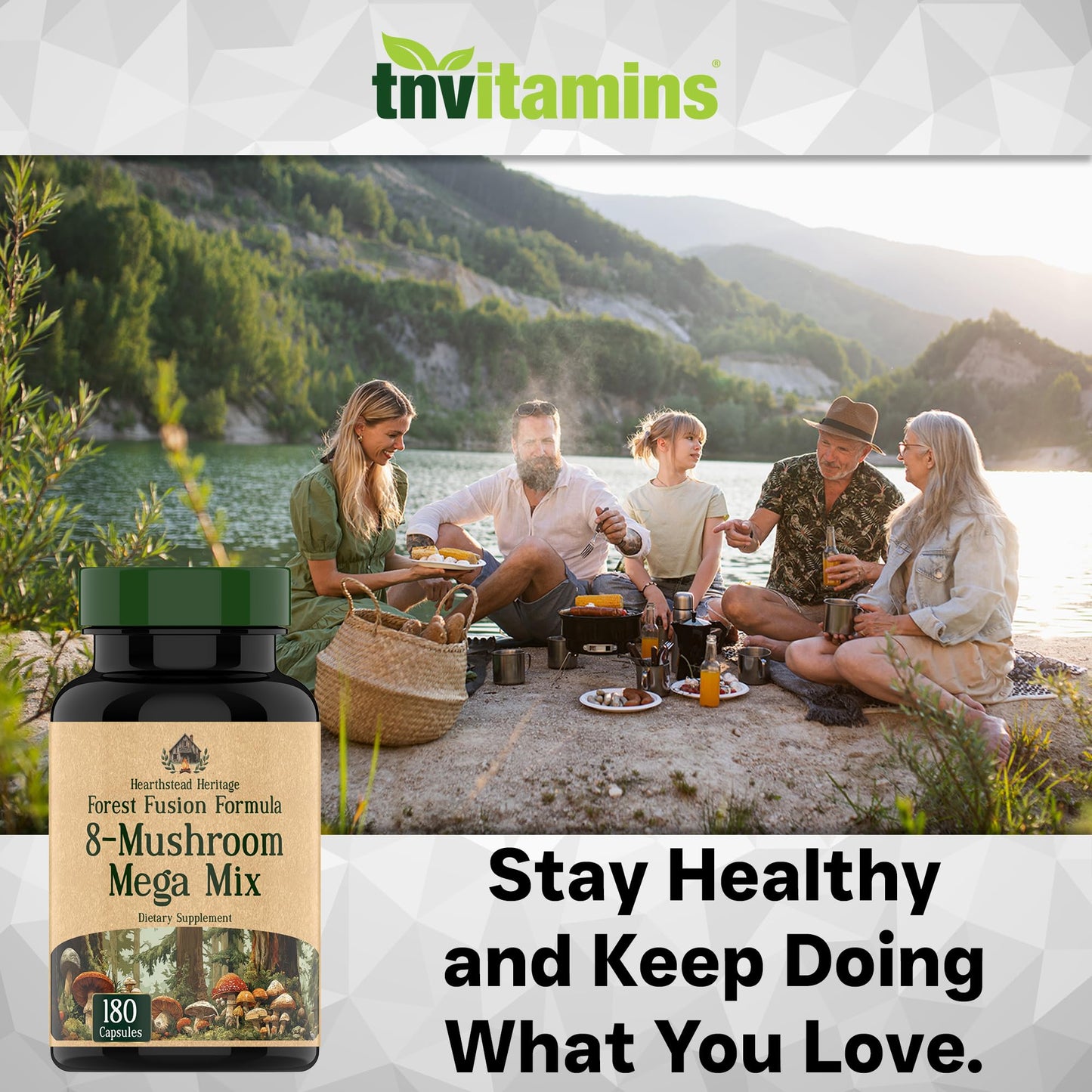 8 Mushroom Complex - 180 Capsules - Lion’s Mane, Reishi, Chaga, Cordyceps & Turkey Tail - Natural Immune, Focus & Energy* Support Supplement for Men & Women