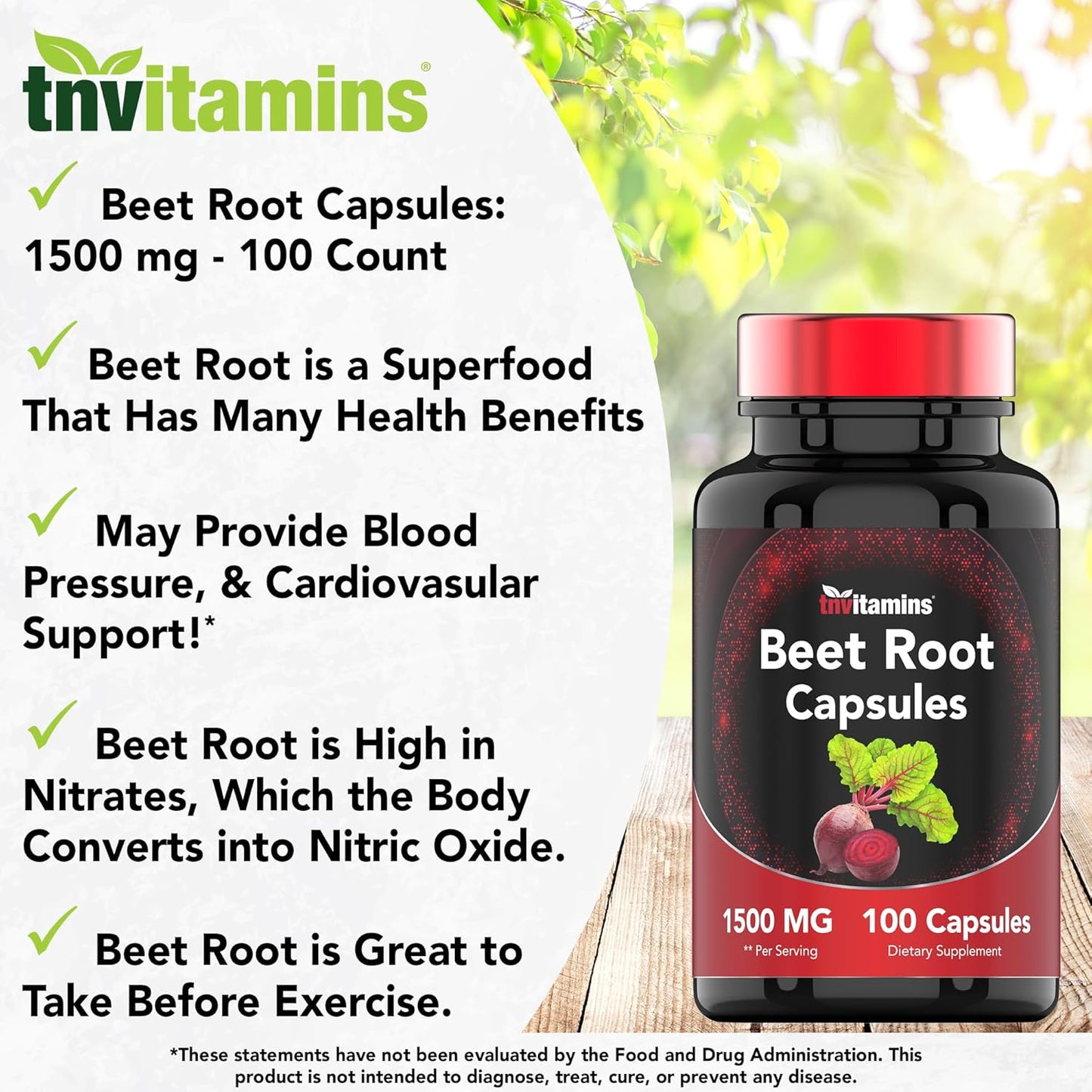 Beet Root Capsules 1500 Mg - 100 Capsules | Beet Root Powder Extract Capsules | Non-GMO & Gluten-Free | Produced in The USA | TNVitamins tiktok