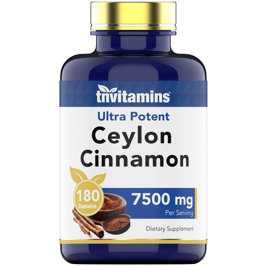 Ceylon Cinnamon Capsules 7500mg Per Serving - 180 Capsules | High Potency Ceylon Cinnamon Powder Pills for Women & Men