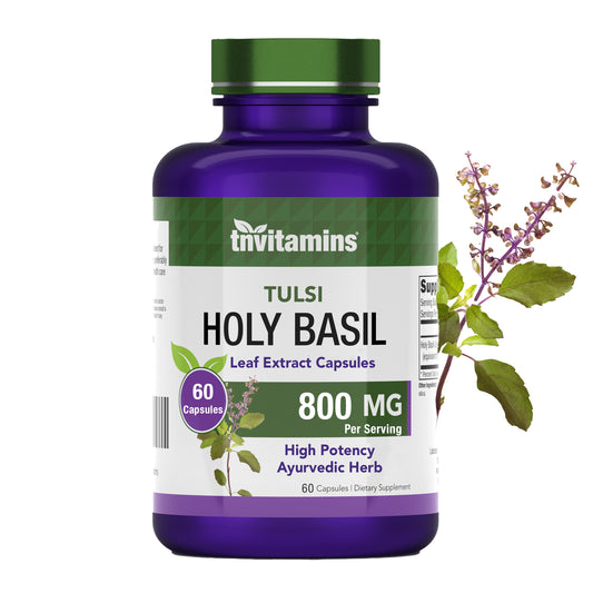 tnvitamins Holy Basil Capsules (800 MG x 60 Capsules) | 2 Month Supply | AKA Tulsi | May Promote Stress & Frustration Relief* | Tulsi Holy Basil Leaf Extract