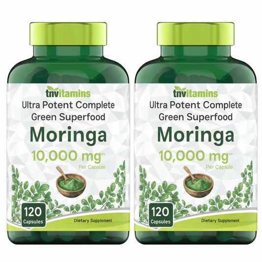 Two Pack Bundle - Moringa Capsules 10,000mg - 120 Capsules | Pure Moringa Oleifera Leaf Powder Supplement | Ultra Potent Green Superfood Powder Capsules | Super Greens Powder Pills | Non-GMO, Made in the USA! (Copy)