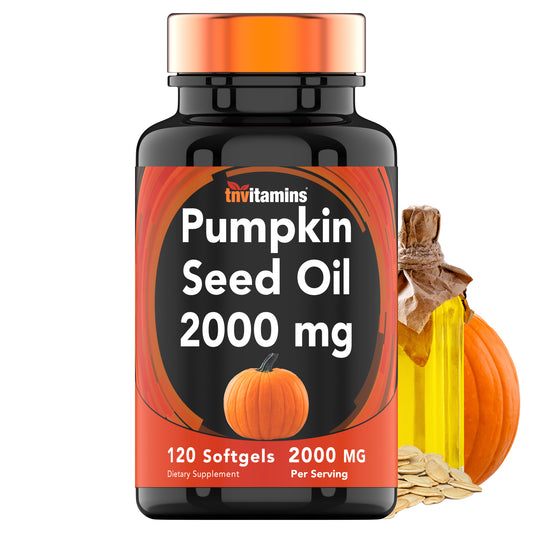 tnvitamins Pumpkin Seed Oil - 2000 mg Per Serving -  120 Softgels | Pumpkin Seed Oil for Hair Growth* | Pumpkin Seed Oil Extract Supplement for Bladder Control* | Non-GMO