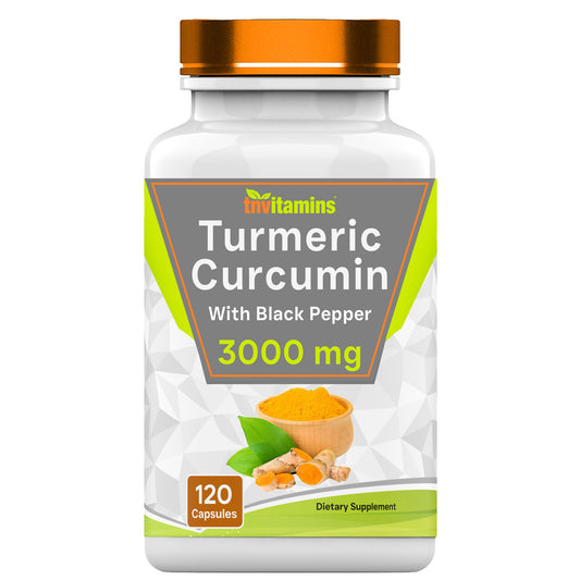 Turmeric Curcumin Capsules with Black Pepper | 3000 MG - 120 Capsules | Extra Strength Golden Turmeric Curcumin Supplement | Non-GMO | Produced in The USA | TNVitamins