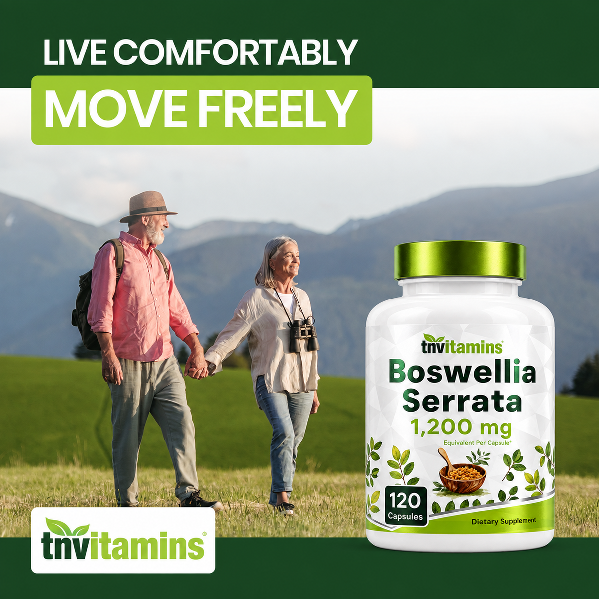 Boswellia Serrata Herbal Extract Capsules | 1200 MG/Capsule (120 Capsules) | Joint Support Supplement* | Promotes Mobility & Flexibility* | Ayurvedic Herb: Indian Olibanum/Frankincense | TNVitamins