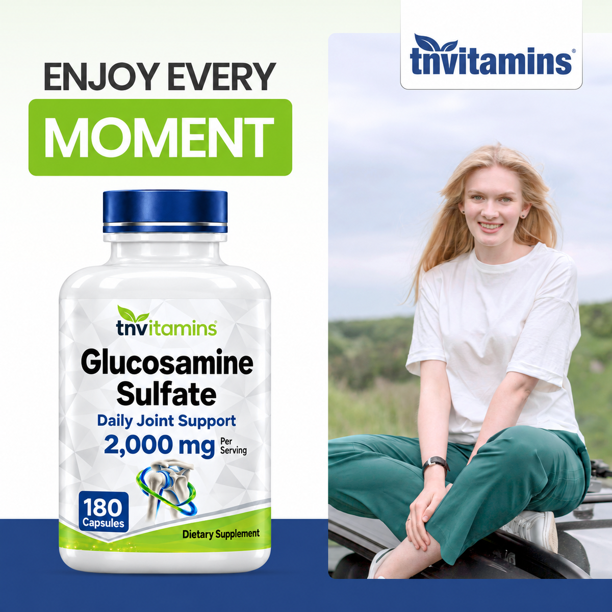 Glucosamine Sulfate Capsules 2000 MG (180 Count) | Joint Support* Supplement for Women & Men | Produced in The USA | Promotes Flexibility & Mobility* | by TNVitamins