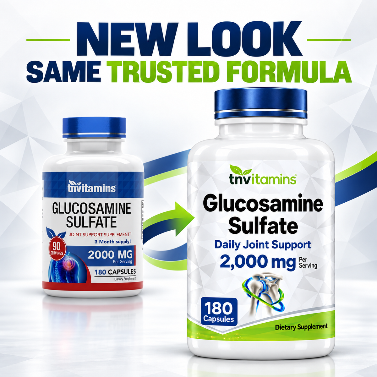 Glucosamine Sulfate Capsules 2000 MG (180 Count) | Joint Support* Supplement for Women & Men | Produced in The USA | Promotes Flexibility & Mobility* | by TNVitamins