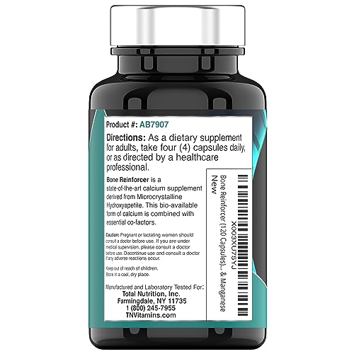 Bone Reinforcer (120 Capsules) MCHA Calcium Supplement with Vitamin D3, Magnesium, Vitamin K2, Boron Citrate, Phosphorous MCHA, & Manganese | Powerful Bone Supplement for Women & Men