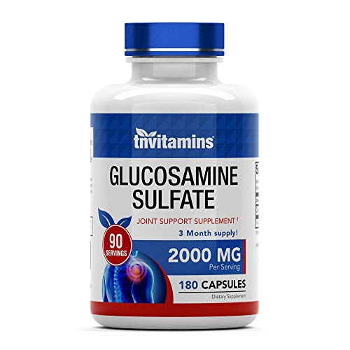 Glucosamine Sulfate Capsules 2000 MG (180 Count) | Joint Support* Supplement for Women & Men | Produced in The USA | Promotes Flexibility & Mobility* | by TNVitamins