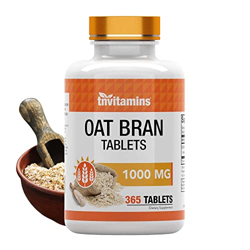 Oat Bran Tablets | 365 Tablets x 1,000 MG per Tablet | Oat Fiber Tablets | Soluble & Dietary Fiber Supplement | May Support Digestive Health* | TNVitamins